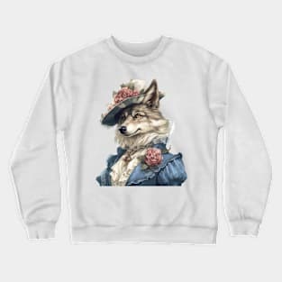 Watercolor Victorian Wolf #2 Crewneck Sweatshirt